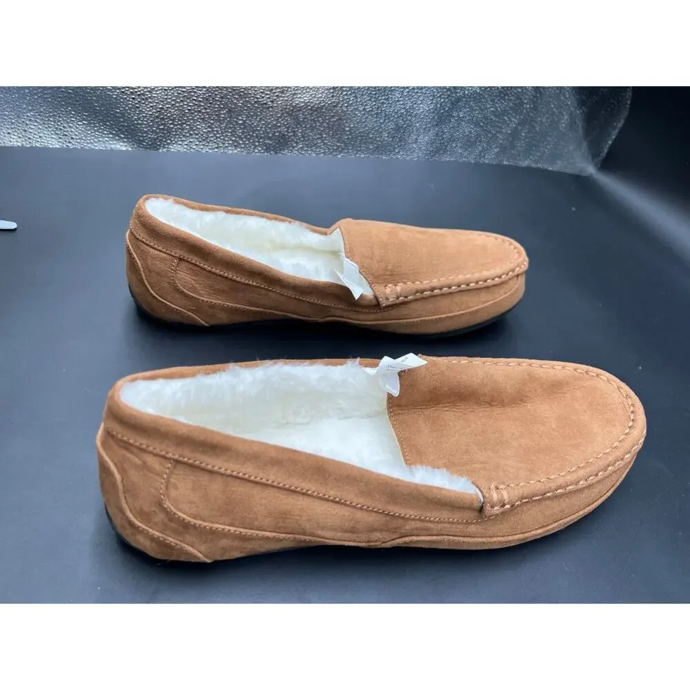 Banana Republic FAUX-Suede Moccasin Slippers Faux-Fur Lined Mens Size 11-12 #119